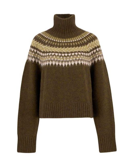 Barbour Green Lorrie Fair Isle Wool & Alpaca Blend Sweater