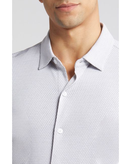 Robert Barakett White Campbell Knit Short Sleeve Button-up Shirt for men