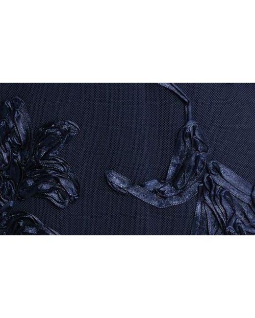 JS Collections Blue Carolina Floral Embroidered Gown