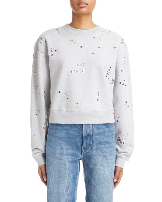 Paco Rabanne Blue Crystal Detail Cotton French Terry Sweatshirt