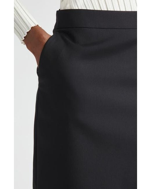Alexander McQueen Black Back Button Wool Gabardine Pencil Skirt