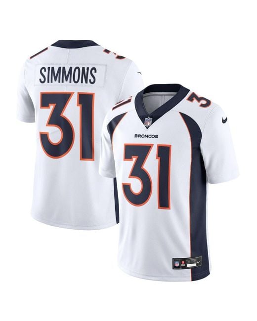 Men's Nike Justin Simmons White Denver Broncos Game Jersey