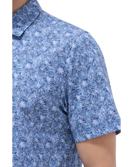 Bugatchi Blue Victor Ooohcotton Floral Polo for men