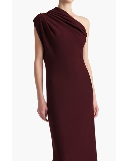 Khaite Red Coast One Shoulder Wool Blend Dress