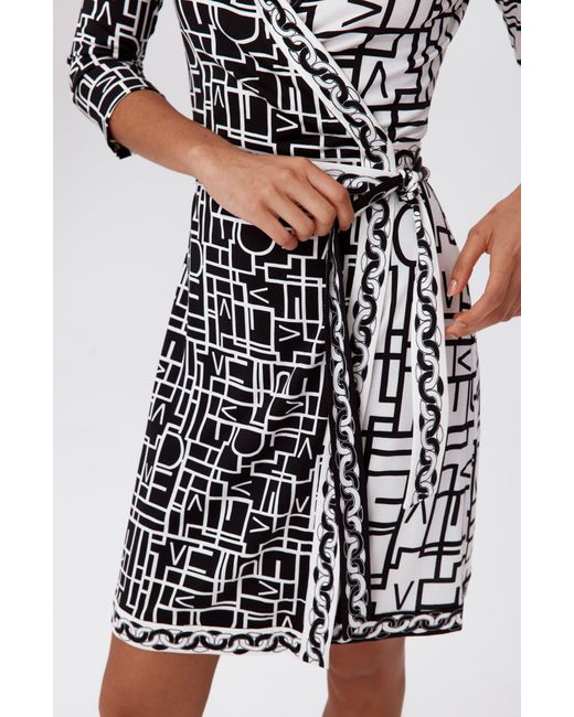 Diane von Furstenberg Black Hera Logo Print Wrap Dress