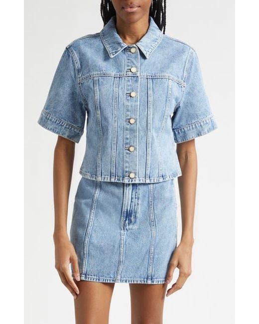Veronica Beard Blue Malcom Short Sleeve Denim Jacket