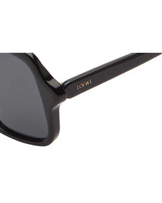 Loewe Black Slim Rectangular Sunglasses