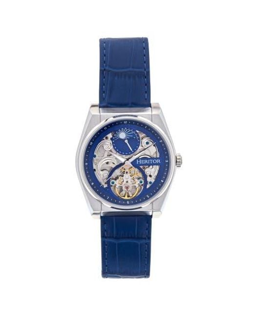 Heritor Blue Daxton Skeleton Watch for men