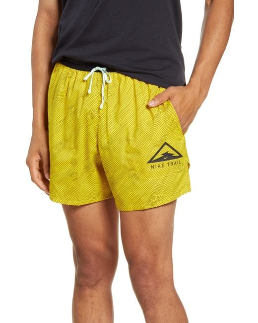 Nike Synthetic Drifit Flex Stride Performance Running Shorts in Yellow