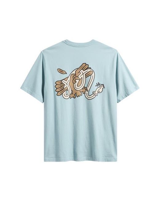 Malbon Golf Blue Bermuda Hawk & Dove Graphic T-Shirt for men