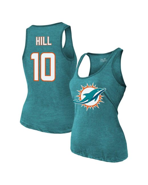 Majestic Threads Blue Tyreek Hill Miami Dolphins Name & Number Tri-blend Tank Top At Nordstrom