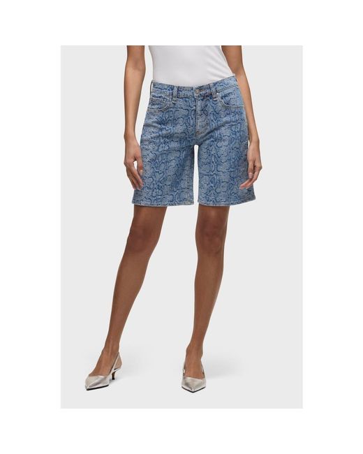 Hudson Jeans Women's Blue London Low Rise Long Short
