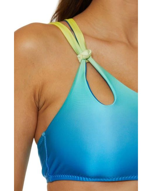 Trina Turk Blue West Palm One-Shoulder Bikini Top