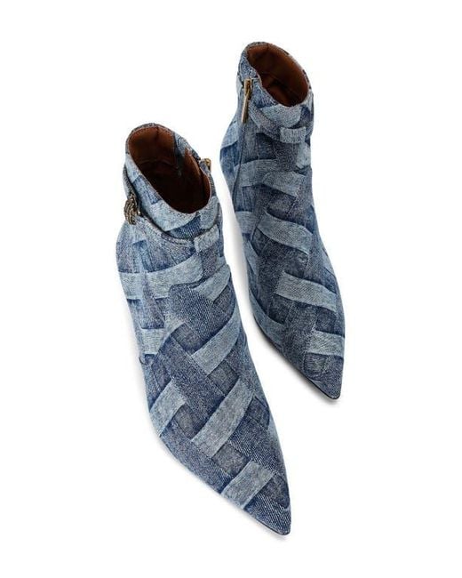 Kurt Geiger Blue Kensington Denim Flexi Pointed Toe Bootie