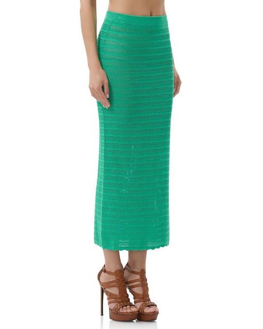 AFRM Green Dorota Open Stitch Maxi Skirt