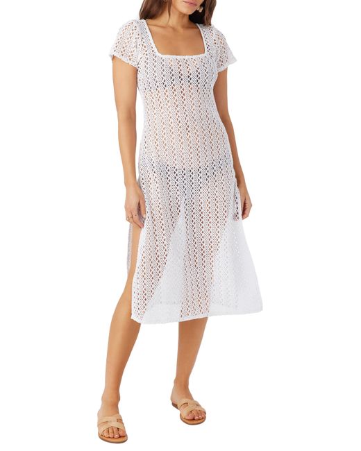 O'neill Sportswear White Nina Sheer Cover-up Midi Dress