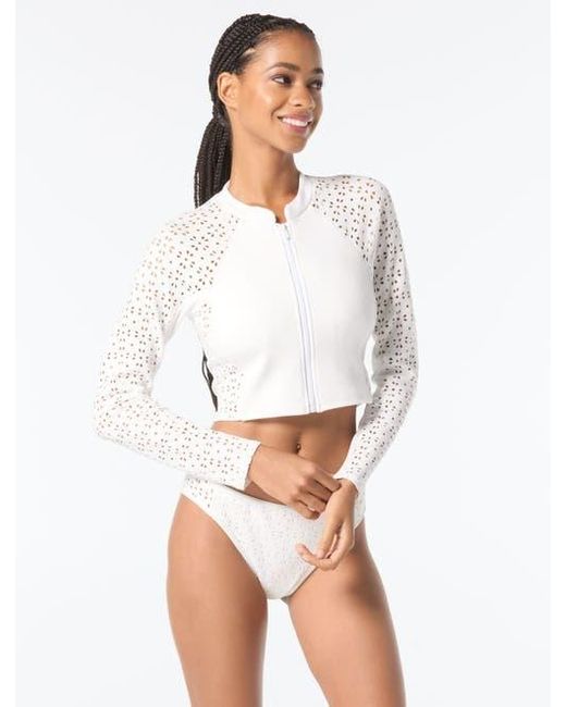 MICHAEL Michael Kors White Cropped Rash Guard