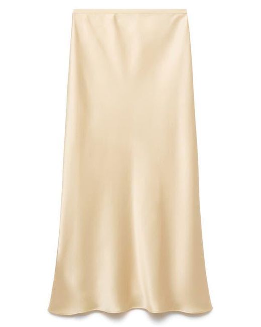 Mango Natural Mia Satin Midi Skirt