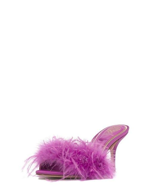 Vince Camuto Pink Paelly Faux Feather Slide Sandal