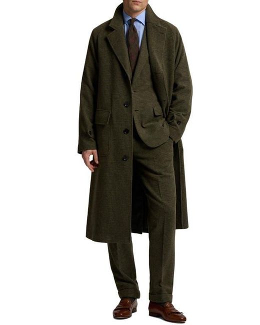 Ralph Lauren Black Wool & Silk Blend Tick Weave Topcoat for men