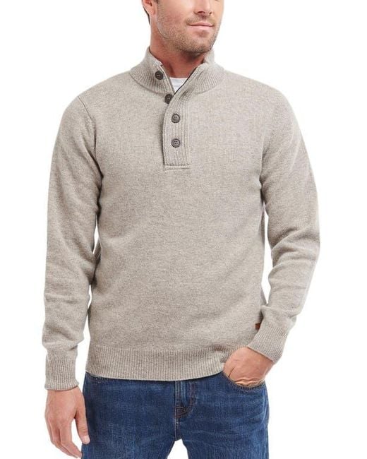 Barbour Gray Patch Wool Quarter Zip Pullover for men
