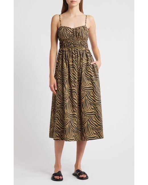 Rails Brown Breeze Shirred Bodice Cotton Blend Sundress