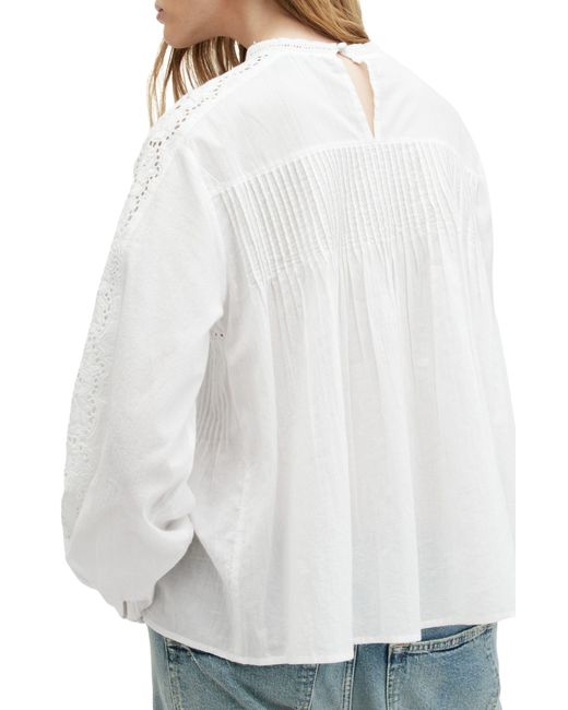 AllSaints White Elaia Eyelet Embroidery Cotton Top