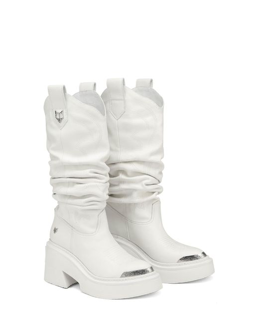 Naked Wolfe White Stable Platform Slouchy Cowboy Boot