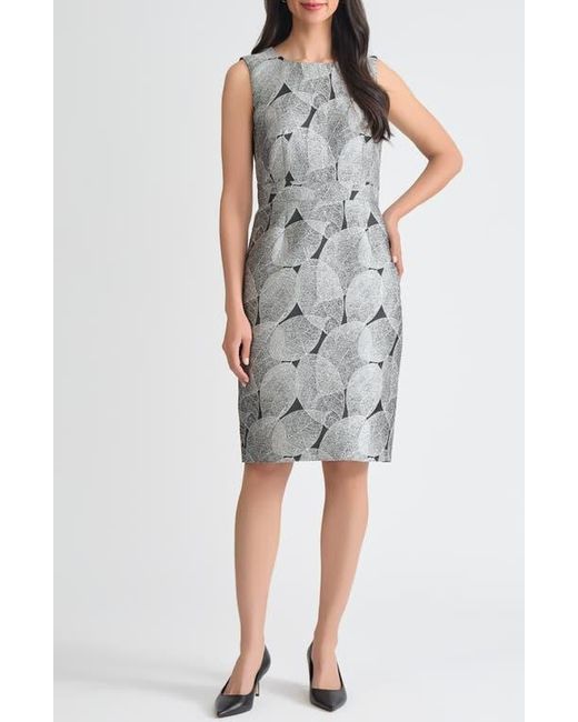 Kasper Women's Gray Holiday Sleeveless Waistband Sheath Dress