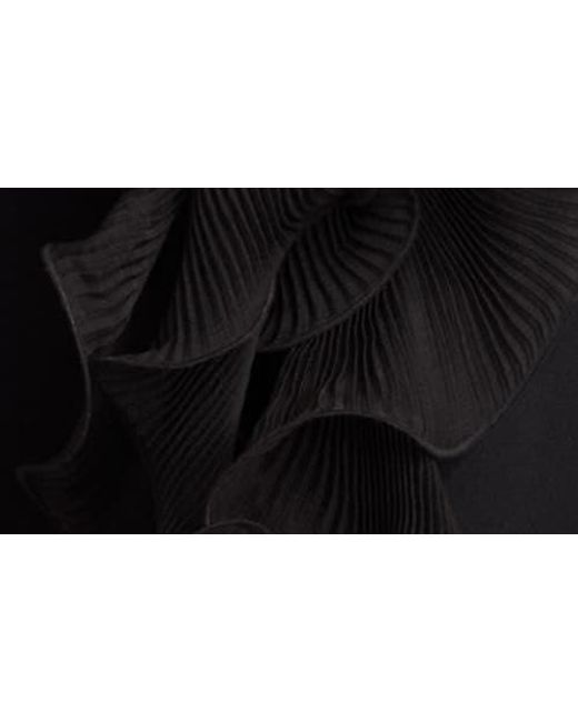 Tadashi Shoji Black Ruffle Detail Strapless Gown