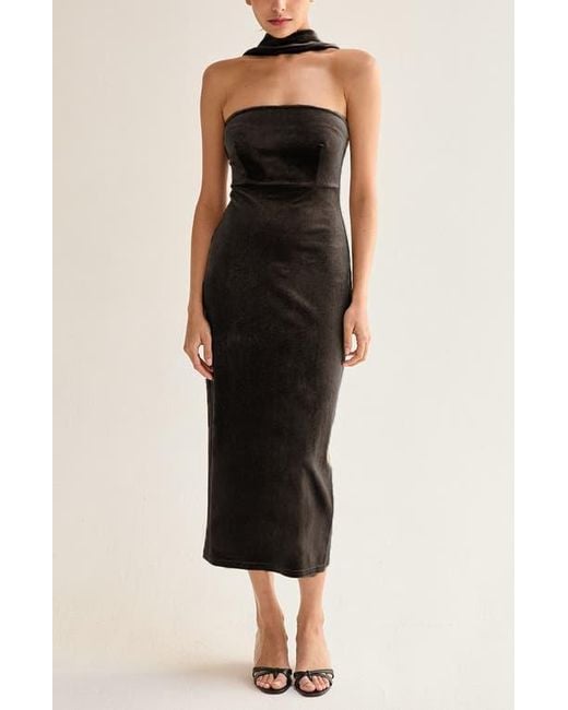 black velvet tube dress MSCSZ Black Velvet Strapless Mini Dress Elegant A-Line Short Christmas –  Global Fashions GC main image 1