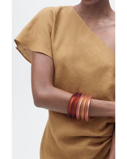 Mango Natural One-Shoulder Linen Midi Dress