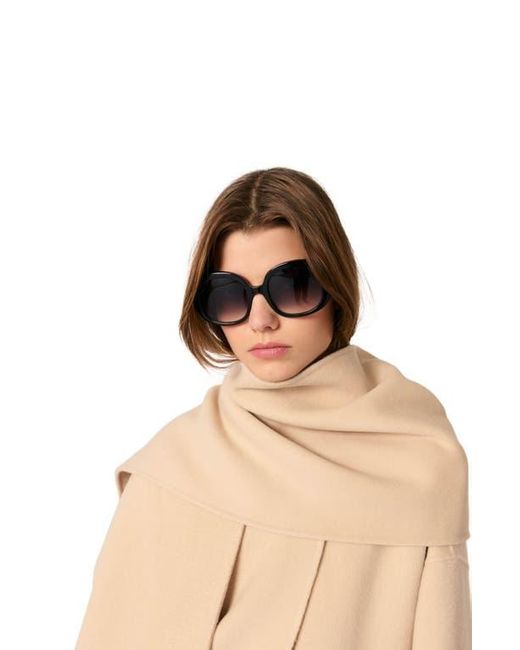 Maje Natural Double-Faced Coat With Scarf