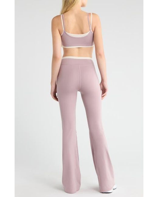 PacSun Pink Contrast Crossover Flare Leggings