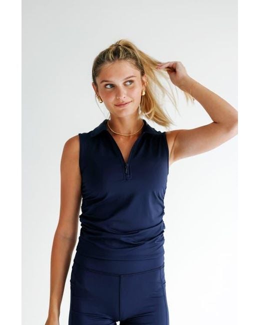 Beldrie Blue Dash Collared Top