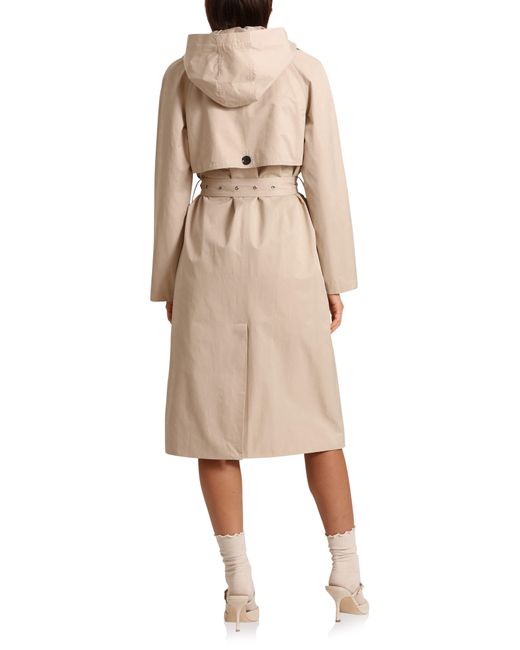 Avec Les Filles Natural Two-tone Belted Trench Coat