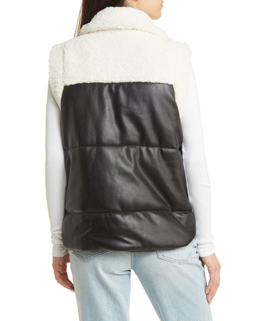 Blank NYC Faux Leather & Faux Shearling Vest in Black | Lyst