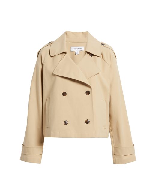 Nordstrom Natural Crop Stretch Cotton Trench Coat