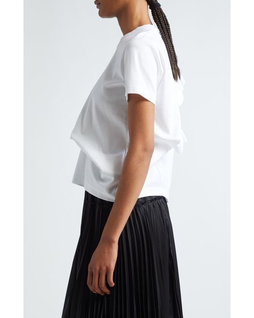 Noir Kei Ninomiya White Ruffle Detail Ponte Knit T-shirt