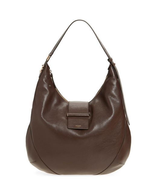 Jimmy Choo Brown Bar Medium Leather Hobo Shoulder Bag