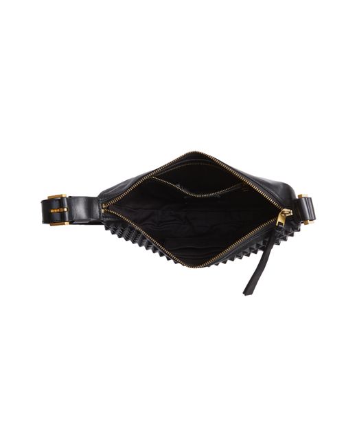 AllSaints Black Half Moon Studded Leather Crossbody Bag