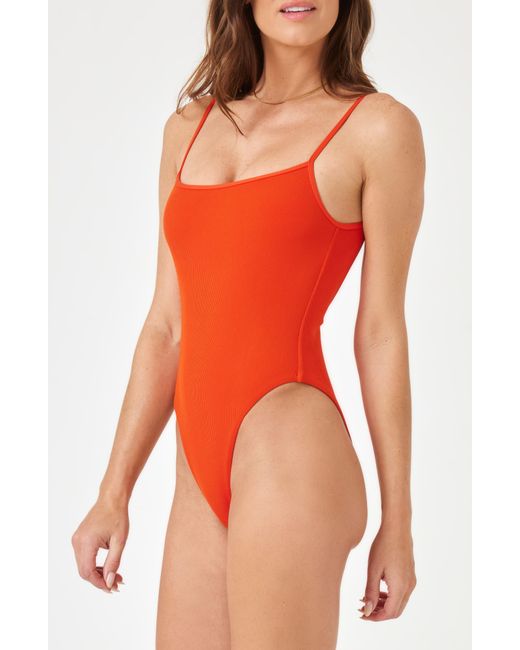 L*Space Orange Holly Rib One-piece Swimsuit