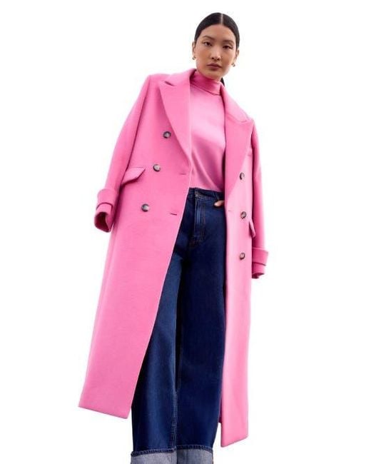 Ro&zo Pink Wool Blend Oversized Coat