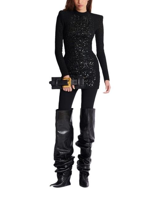 Balmain Black Short Sequin Dress