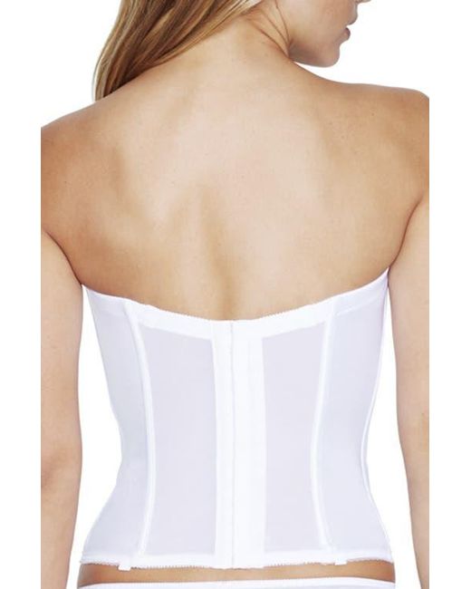 Dominique Intimates White Juliette Satin Low Back Convertible Strapless Corset Longline Bra