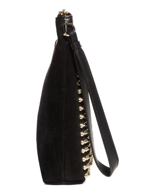 Christian Louboutin Black Funky Crosta Spikes Suede Wristlet