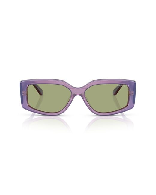 Vogue Green 55Mm Rectangular Sunglasses