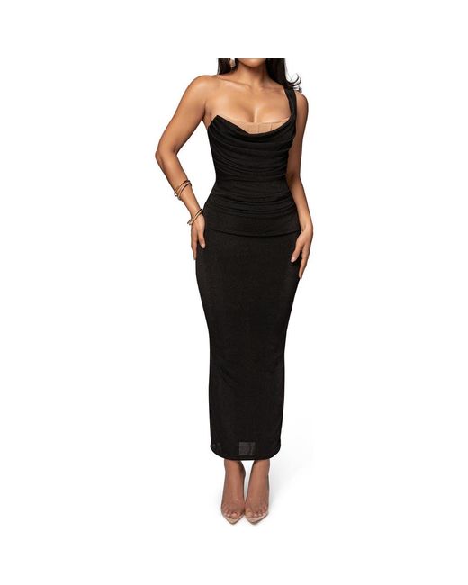 JLUXLABEL Black Krishna One-Shoulder Cocktail Dress