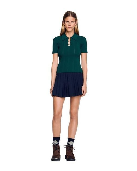 Sandro Green Polo Sweater