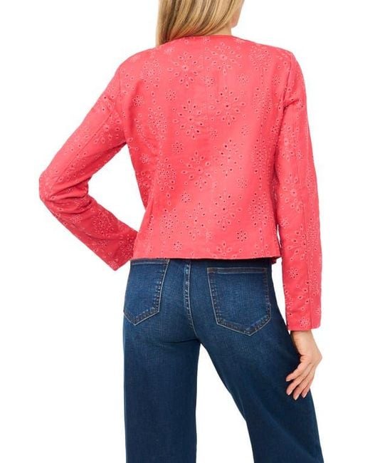 Cece Red Eyelet Crop Jacket